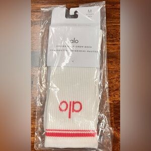 ALO Yoga Unisex Cream and Red Casual Socks